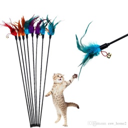 Cat Teaser Stick Feather Toy (Wooden base)