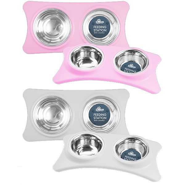 Kingdom Pet Double Diner Feeding Station Bowl Assorted Colours