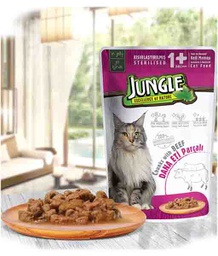 Jungle +1 wet pouch Adult Beef in Gravy (24 Pack)