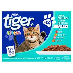 Tiger Kitten Wet Pouch (Meat Poultry and Fish) 12 pack