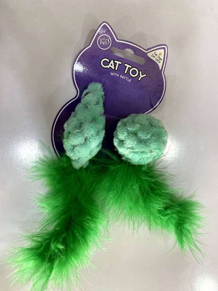 World of Pets Mouse and Ball Cat toy ( Feather tail with Rattle)