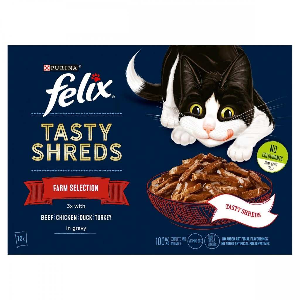 Felix Tasty Shreds Farm Selection in Gravy +1 (12x100g)