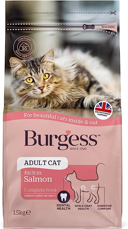 Burgess Adult Cat  Dry Food 1.5kg (Salmon)