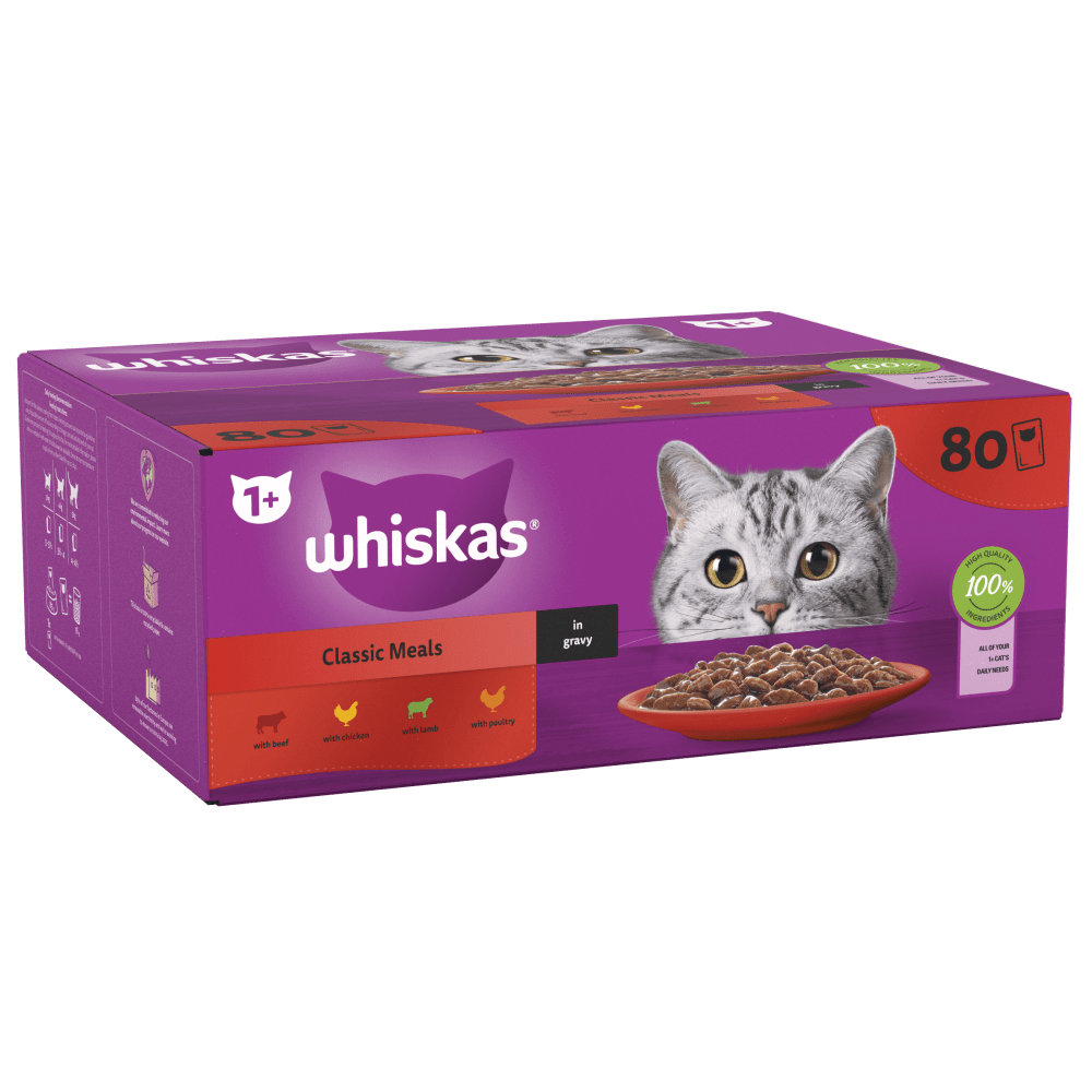 Whiskas +1 Classic Meals in Gravy +1 (80 pouches)