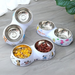 Double Diner Stainless Bowl with Pet Designs (same size)